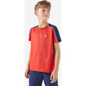 Tennisshirt met ronde hals voor kinderen dry rood