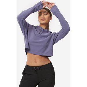 Cropped hoodie voor fitness dames 520 blauw