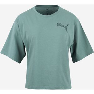 Kort dames-t-shirt katoen groen