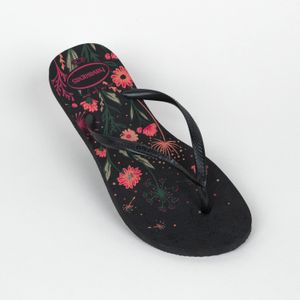 Slippers voor dames slim floral zwart