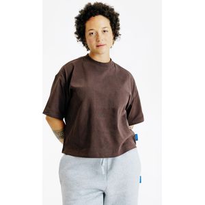 Cropped dames t-shirt bruin