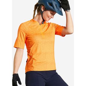 Mtb-shirt met korte mouwen voor dames expl 500 oranje