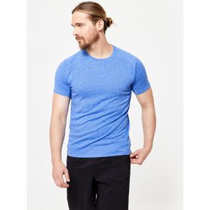 Basic fitness-t-shirt voor heren ronde hals ademend gemêleerd blauw