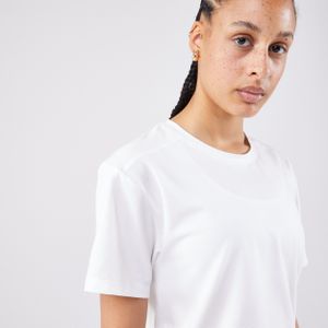 Cropped tennisshirt voor dames dry korte mouwen greige