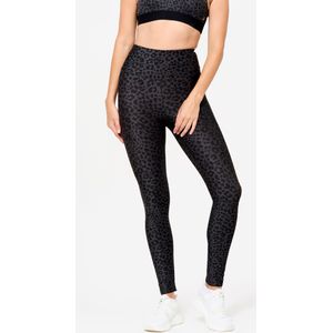 Fitnesslegging met hoge taille voor dames luipaardprint donkergrijs