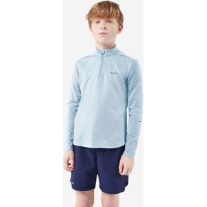 Tennisshirt met lange mouwen voor kinderen thermic 1/2 rits lichtblauw