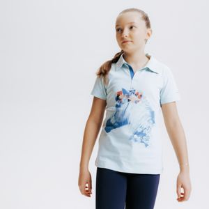 Poloshirt met korte mouwen voor ruitersport kinderen 100 watergroen