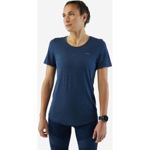 Naadloos trail- en hardloopshirt voor dames run 500 comfort leisteenblauw