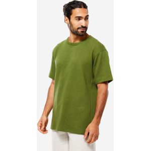 Yoga t-shirt voor heren wafelstof katoen groen