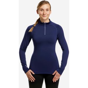 Thermoshirt voor skiën dames bl 500 1/2 rits marineblauw