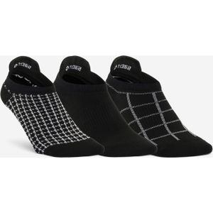 Fitnesssokken dames onzichtbaar 3 paar zwart/wit