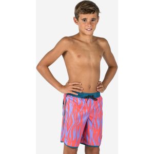 Boardshort jongens 500 zebra rood paars