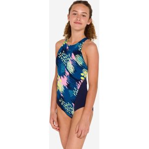 Meisjes badpak 500 kamiye donkerblauw