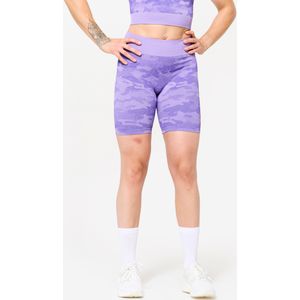 Fitness short camouflagemotief paars