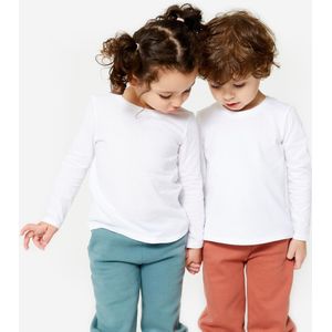 Basic shirt voor kinderen lange mouwen katoen wit
