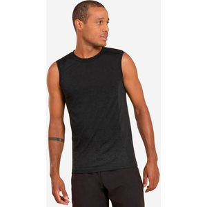 Naadloos en mouwloos shirt voor dynamische yoga heren zwart
