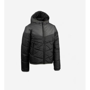 Warme rugbyparka voor kinderen 500 zwart/grijs