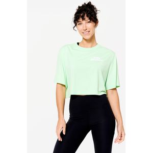 Korte dames-t-shirt lichtgroen luipaardprint