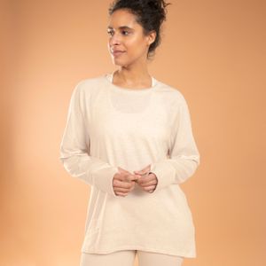 Yogashirt met lange mouwen voor dames beige