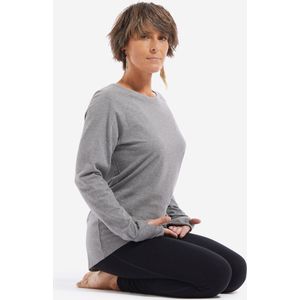 Shirt met lange mouwen voor zachte yoga dames biologisch katoen grijs