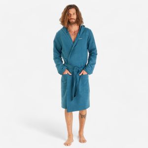 Badjas heren microvezel compact capuchon blauw