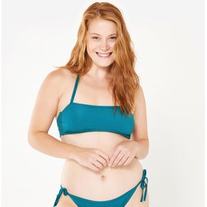 Bikinitop laura folk dames textuur bandeau blauw