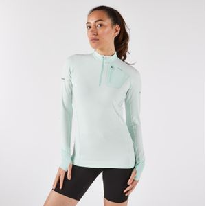 Warm hardloopshirt met rits en lange mouwen dames run 500 warm