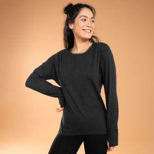 Yogashirt met lange mouwen voor dames zwart