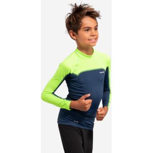 Uv-werende rashguard met lange mouwen voor jongens 500 grijs groen