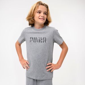 Katoenen kinder t-shirt grijs met opdruk