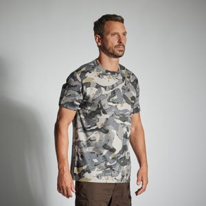 Stevig t-shirt 100 woodland camouflage grijs