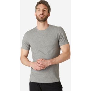 Fitness t-shirt voor heren slim fit 500 grijs