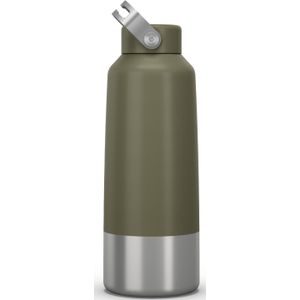 Drinkfles met schroefdop voor trekking rvs 1 l kaki