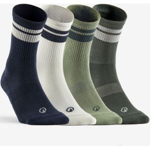 Hoge sportsokken rs 300 kaki blauw set van 4 paar