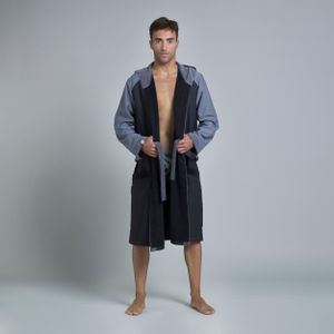 Compacte badjas voor heren tweekleurig grijs