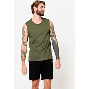 Rekbare fitnesstop voor heren kakigroen