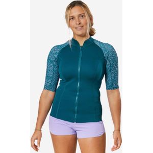 Uv-werende top met korte mouwen voor snorkelen dames neopreen 1.5 mm marineblauw