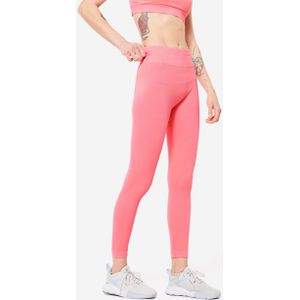 Fitness legging voor dames 520 ribstof litchiroze