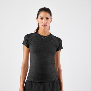 Naadloos hardloop- en trailshirt voor dames run 500 comfort slim fit zwart