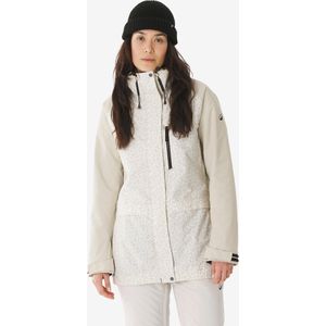 Lange en warme ski- en snowboardjas 500 voor dames beige