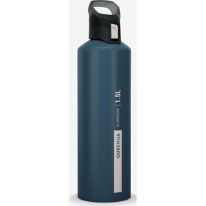 Drinkfles met sneldop voor trekking alu 1.5 l blauw