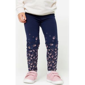 Basic legging voor kinderen katoen blauw roze met motief