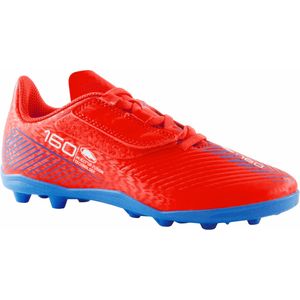 Voetbalschoenen kind agility 160 easy ag/fg met klittenband rood