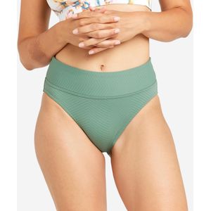 Bikinibroekje nora dames gestructureerde stof hoge taille kaki