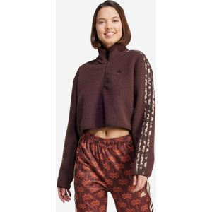Korte sweater bedrukt met 3 strepen adidas voor dames - bruin