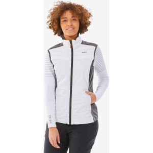 Warme en rekbare bodywarmer voor skiën dames 500 grijs wit