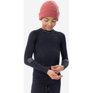 Thermoshirt voor skiën kinderen bl 900 i-soft naadloos marineblauw/beige