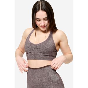 Sportbeha met gekruiste bandjes lichte ondersteuning bruin