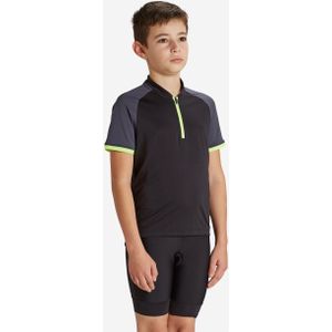 Fietsshirt met korte mouwen voor kinderen 500 zwart/geel