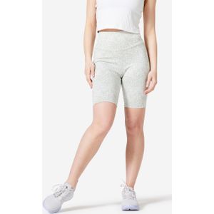 Biker short voor fitness voor dames 520 beige met print